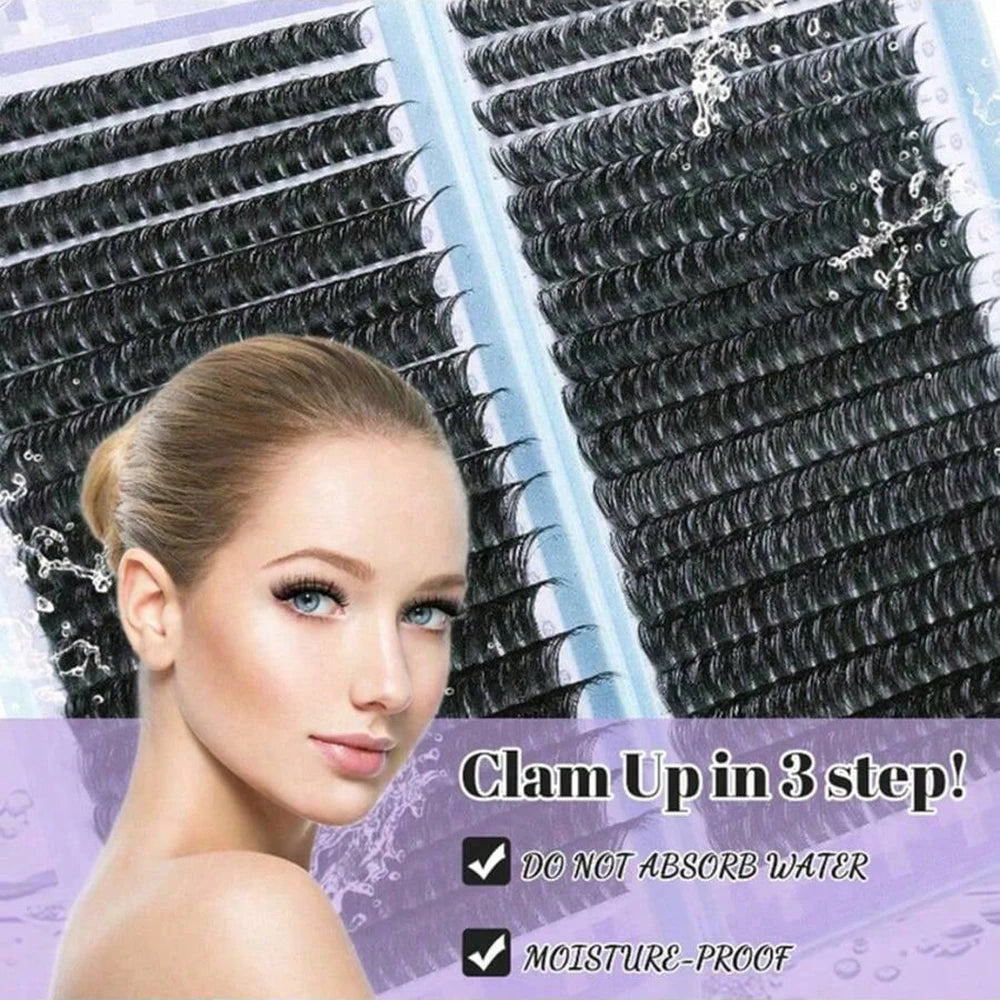 300-Cluster D-Shaped False Eyelash Tool Set Including Adhesive Tool Set And Eyelash Tweezers Extended In Sections