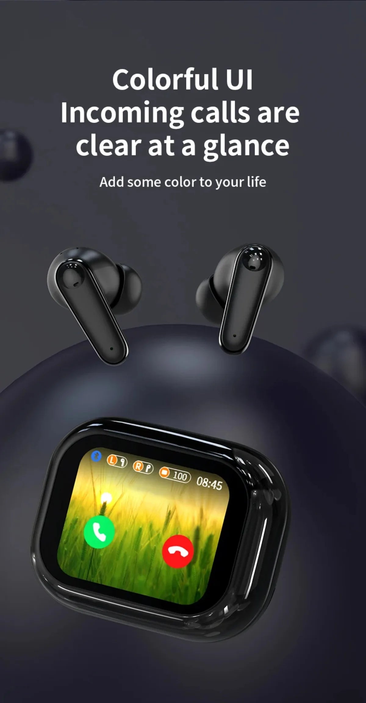 LED Display Smart Touch Control Headphones Language Translator Bluetooth Wireless Earphone Noise Cancelling Music Sports Earbuds