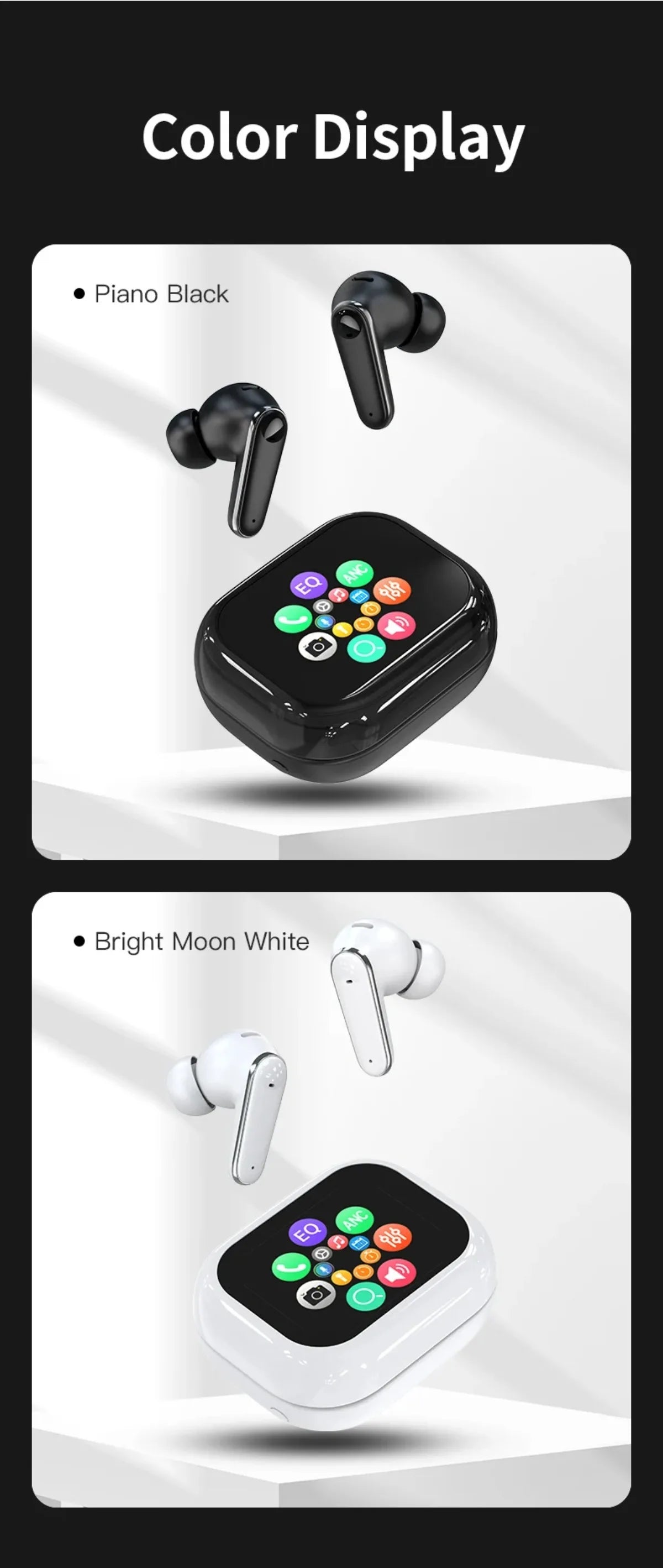 LED Display Smart Touch Control Headphones Language Translator Bluetooth Wireless Earphone Noise Cancelling Music Sports Earbuds
