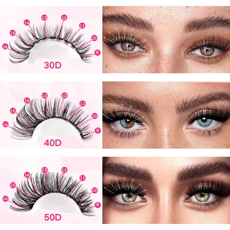 640PCS Cluster Eyelash Extension Set, lash glue, tweezers, and lash brush, mixed lengths of 9-16mm, and comes with n