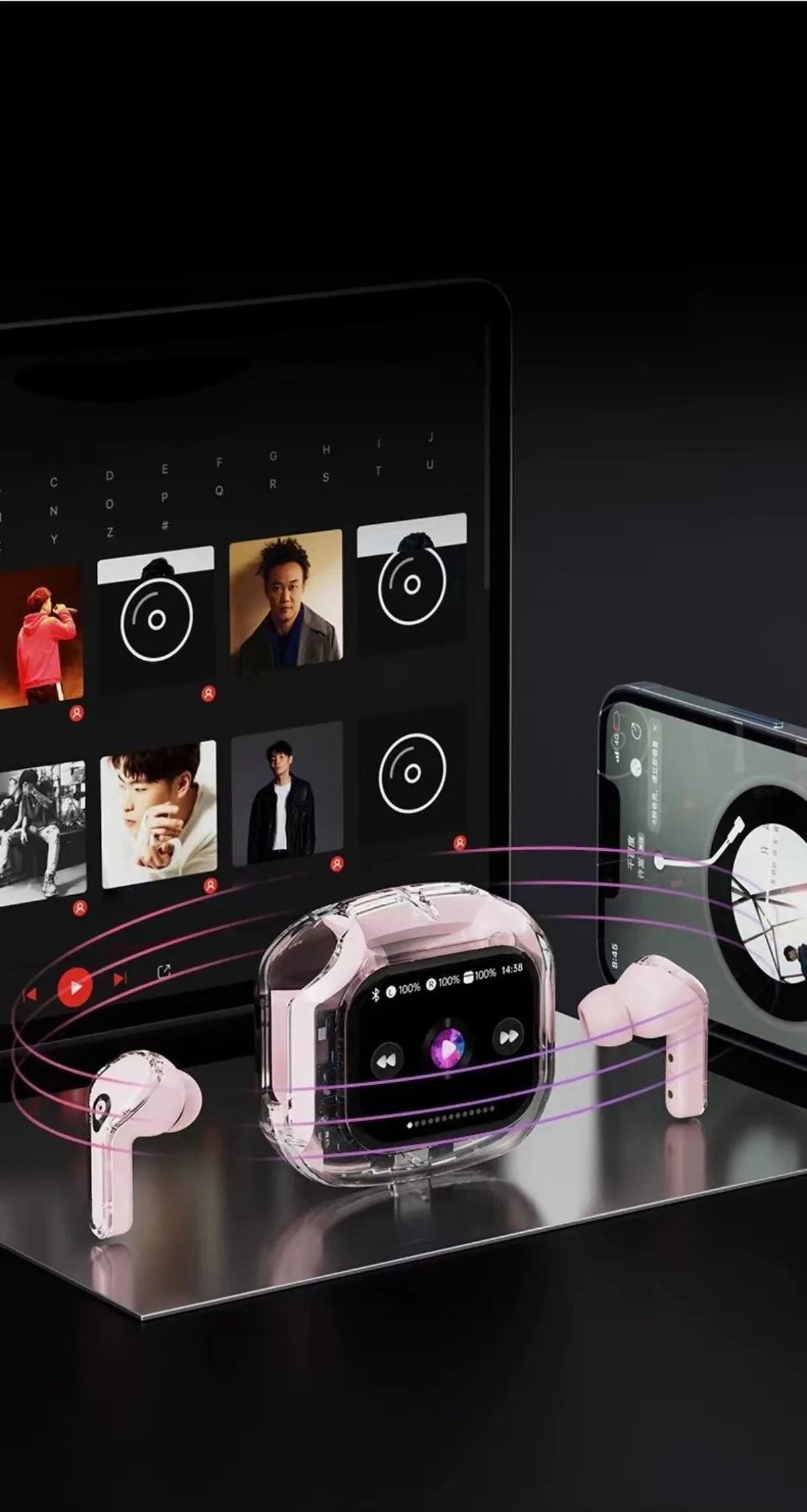 Wireless Bluetooth Headphones,144 Language Real Time Translation Earphones for Business,with Smart Touch Screen HiFi TWS Headset