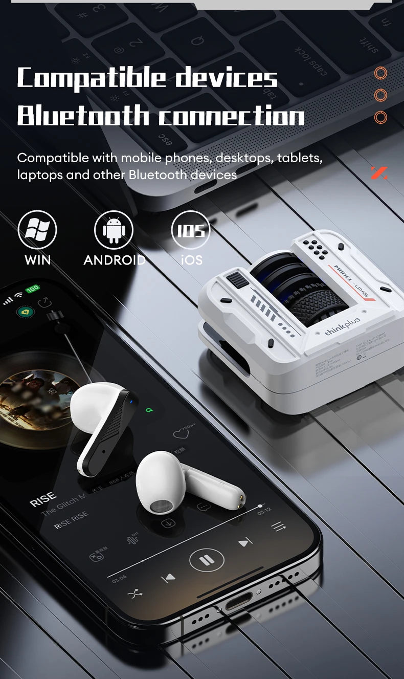 Lenovo LP49 AI Translation Headphones Wireless Bluetooth 5.4 Noise Reduction HD Call Earbuds Office Travel Real Time Translation