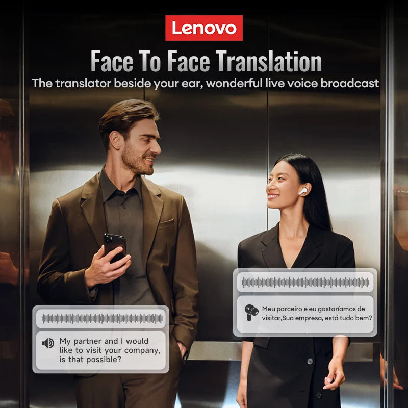 Lenovo LP49 AI Translation Headphones Wireless Bluetooth 5.4 Noise Reduction HD Call Earbuds Office Travel Real Time Translation