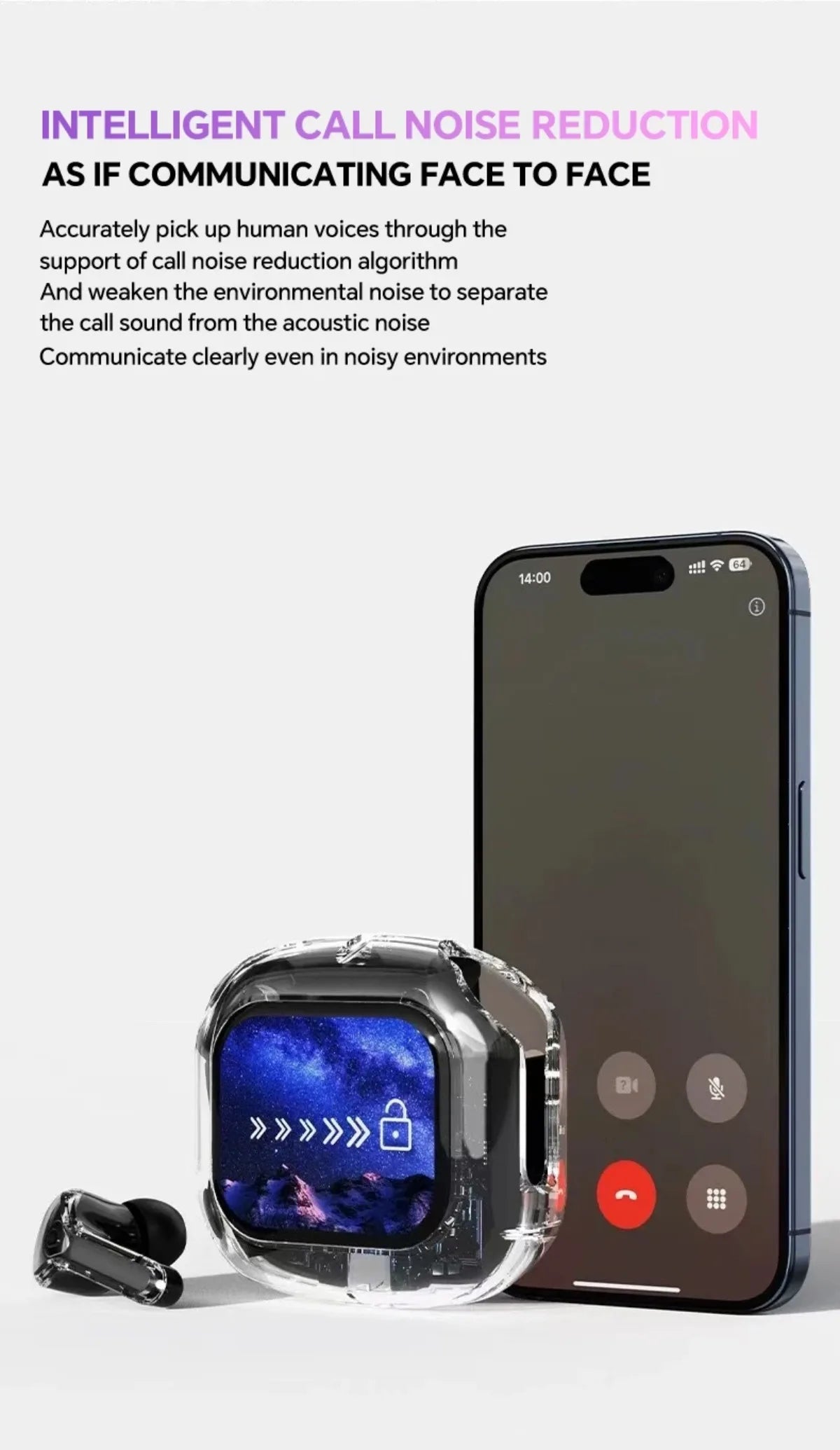 Wireless Bluetooth Headphones,144 Language Real Time Translation Earphones for Business,with Smart Touch Screen HiFi TWS Headset