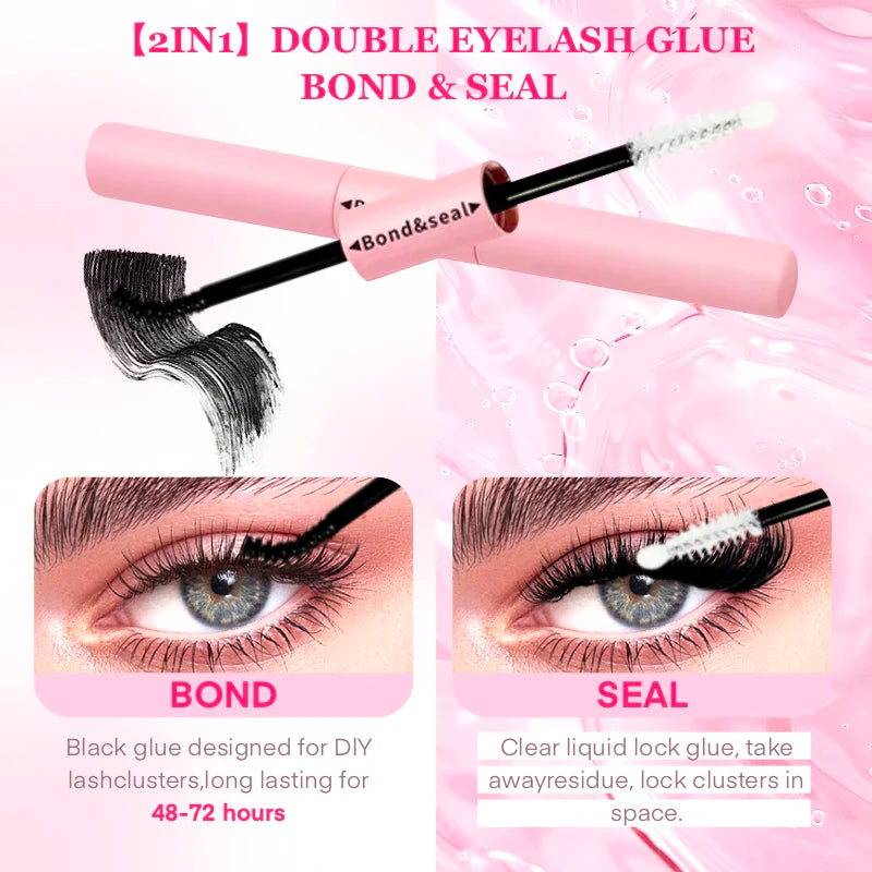 640PCS Cluster Eyelash Extension Set, lash glue, tweezers, and lash brush, mixed lengths of 9-16mm, and comes with n